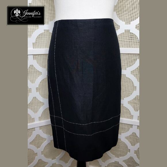 Brooks Brothers 346 Women's Black Silk & Linen Pencil Skirt Size 12 - Picture 1 of 10
